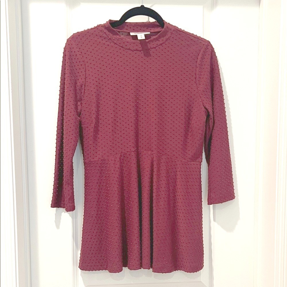 Motherhood Maternity Maroon Swiss Dot‎ Top